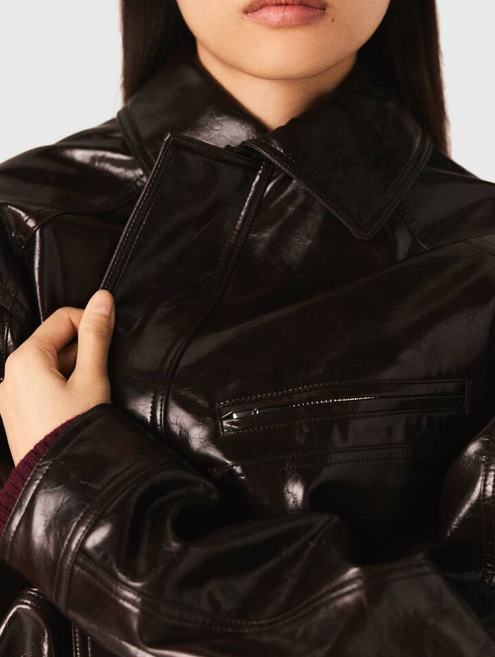 Crackled faux leather jacket