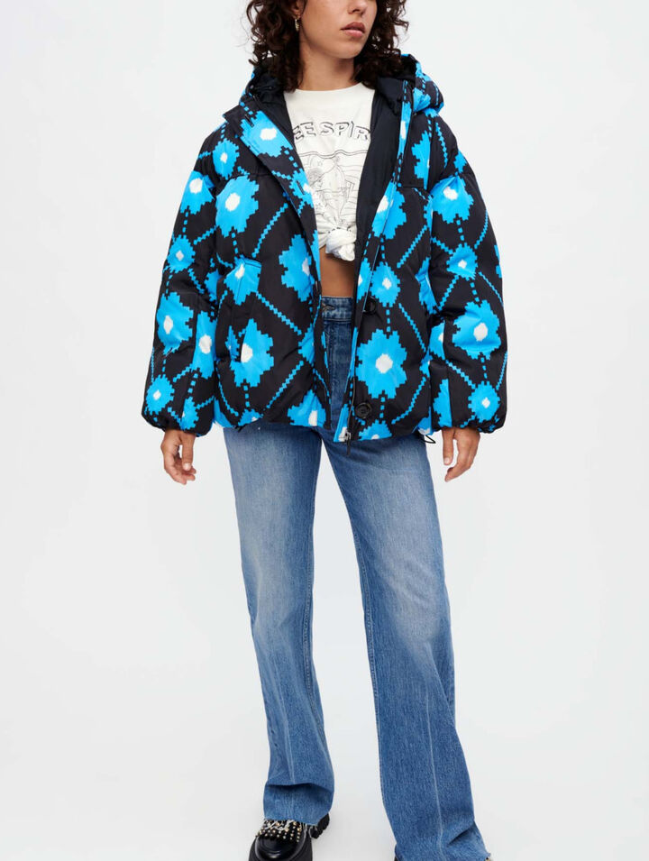 Flower print down jacket