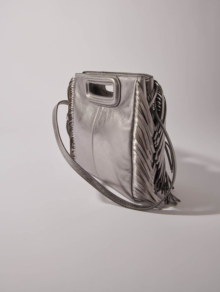 Gun metal leather M bag
