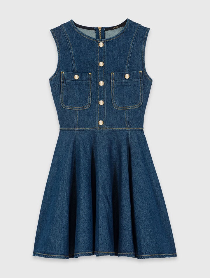 Short flared denim dress