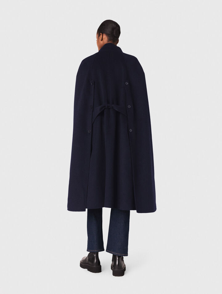 Long double-faced coat with cape