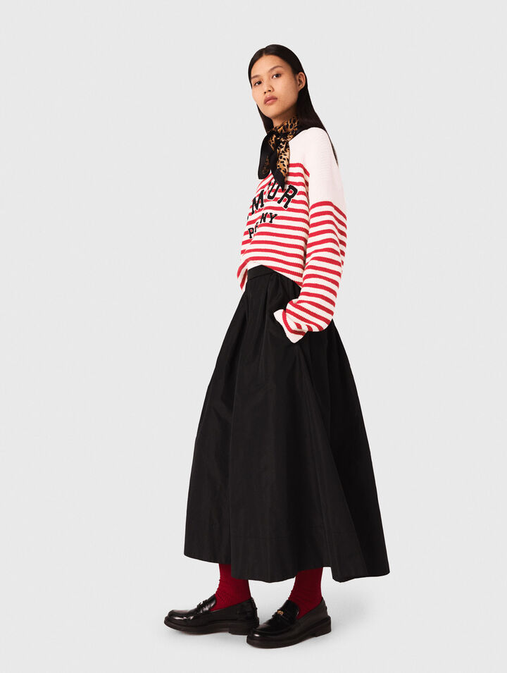 Long skirt with contrast waistband