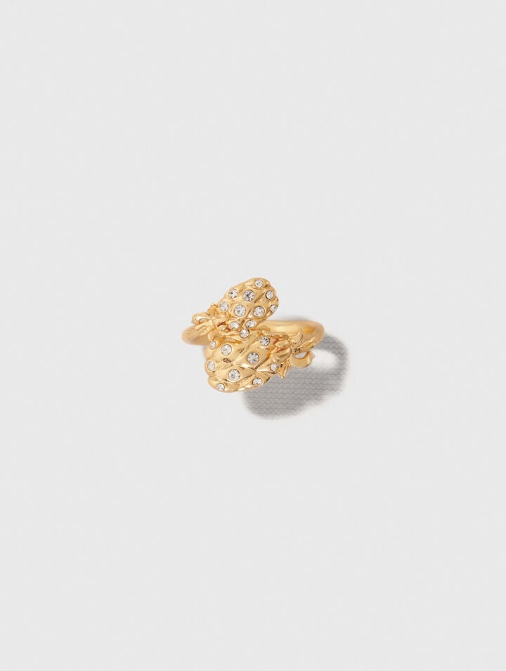 Double pineapple rhinestone ring