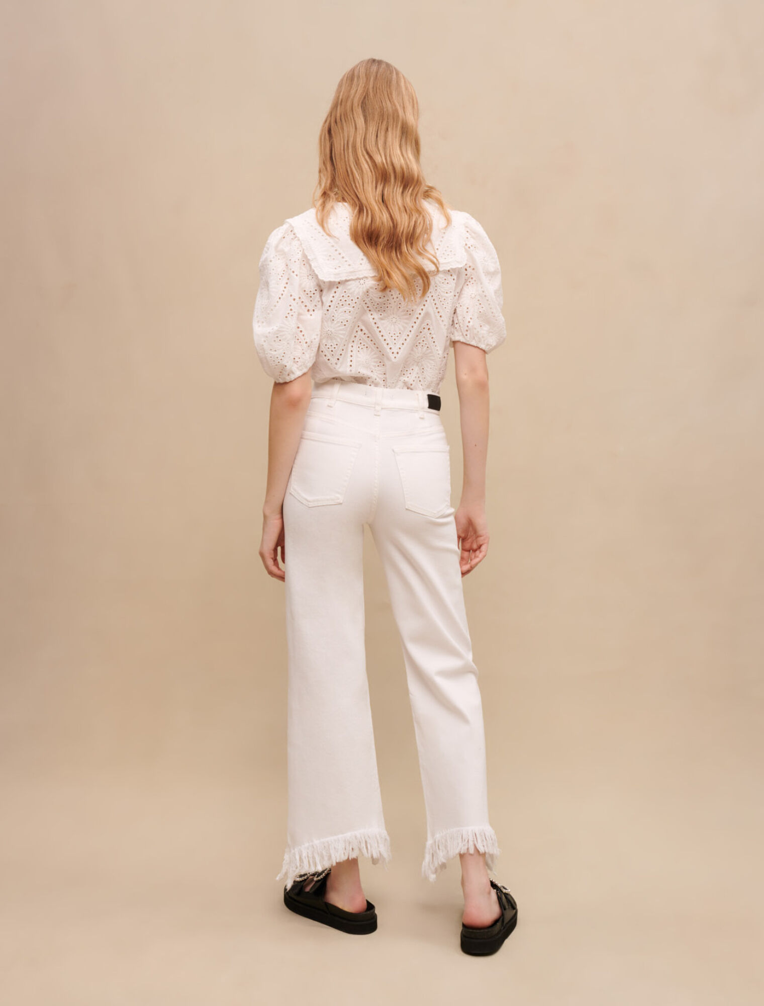 Straight fringed jeans
