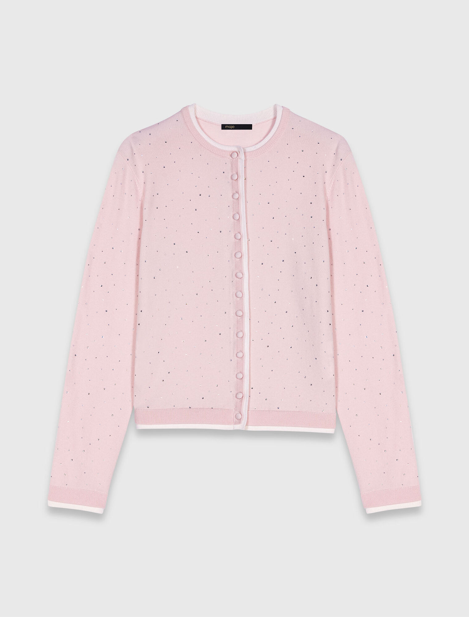 Knit cardigan with rhinestones