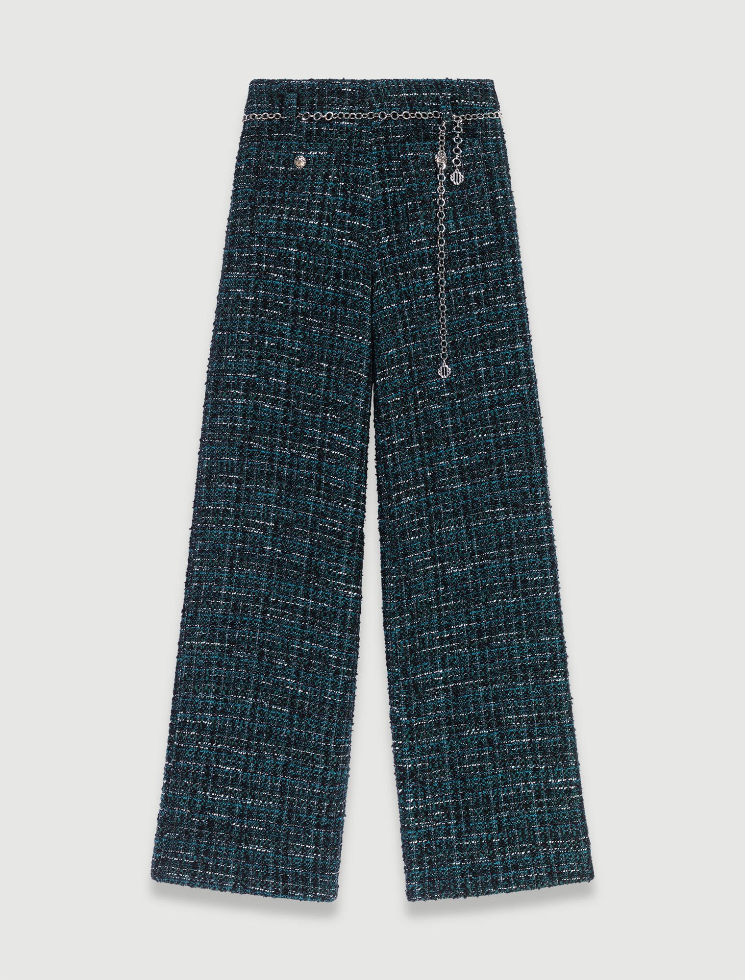 Wide-leg tweed trousers