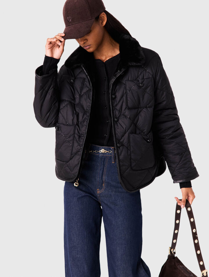 Reversible sequin puffer jacket