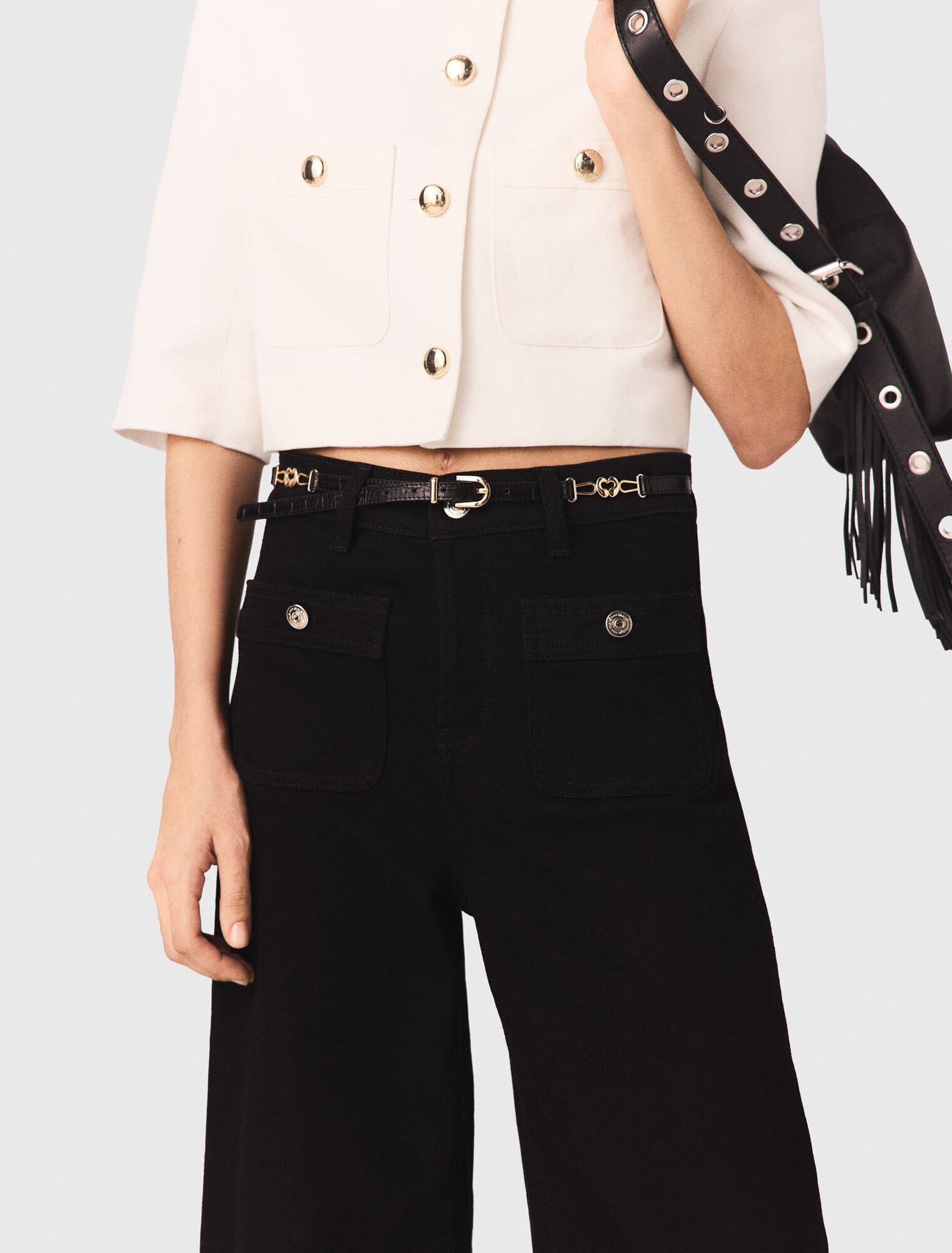 Slim croc-effect leather belt