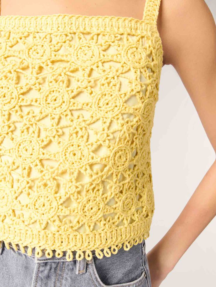 Crochet-knit top