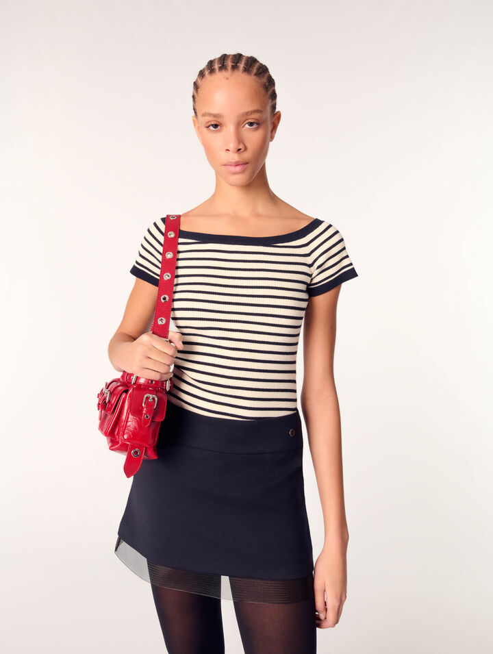 Wool blend and tulle skirt
