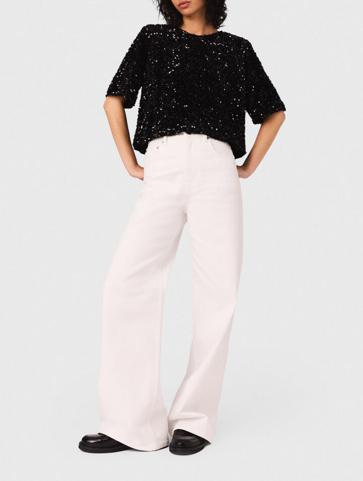 Sequinned velvet top