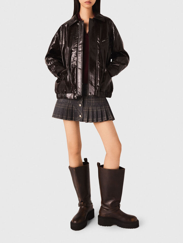 Crackled faux leather jacket