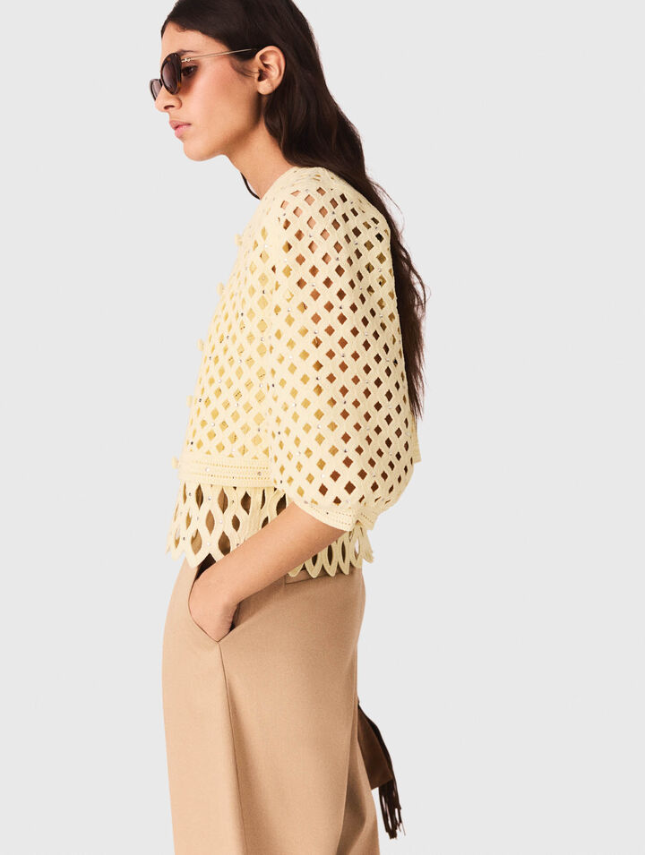 Rhinestone crochet cardigan