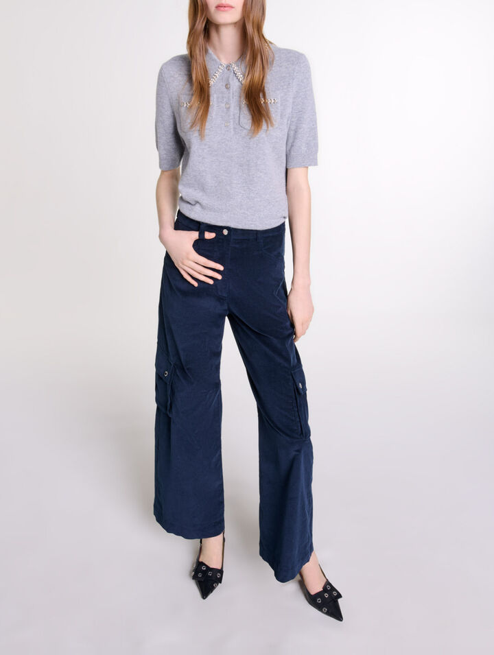 Velour cargo trousers