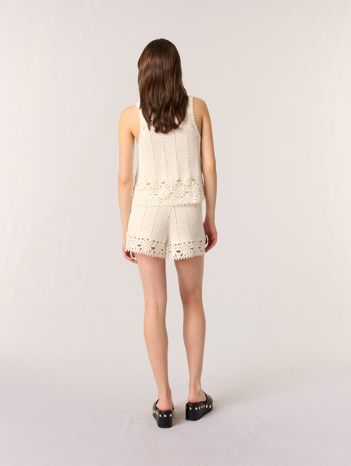 Crochet-knit shorts