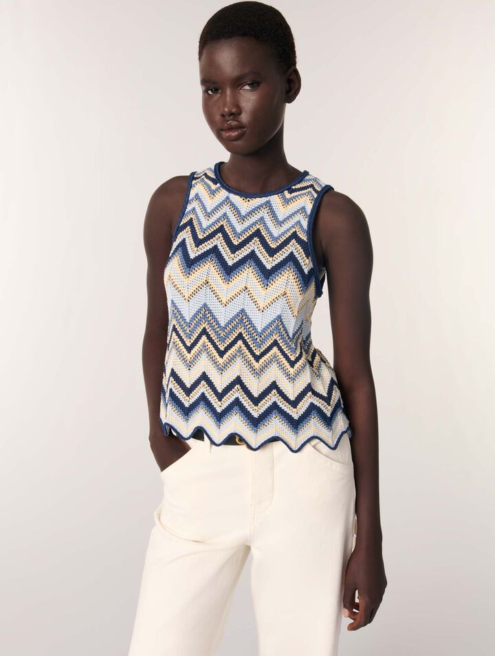 Crochet-knit top