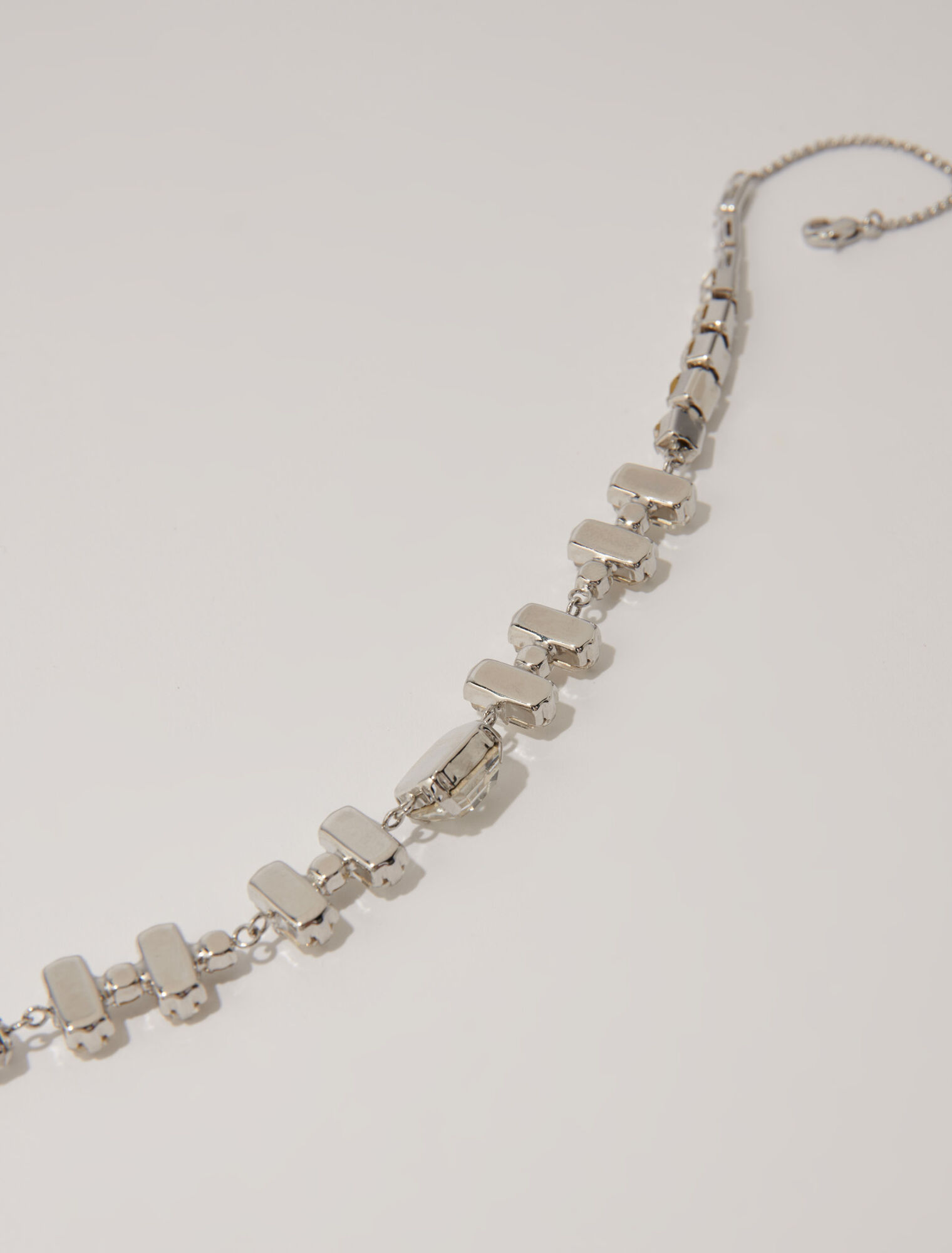 Silver rhinestone choker necklace