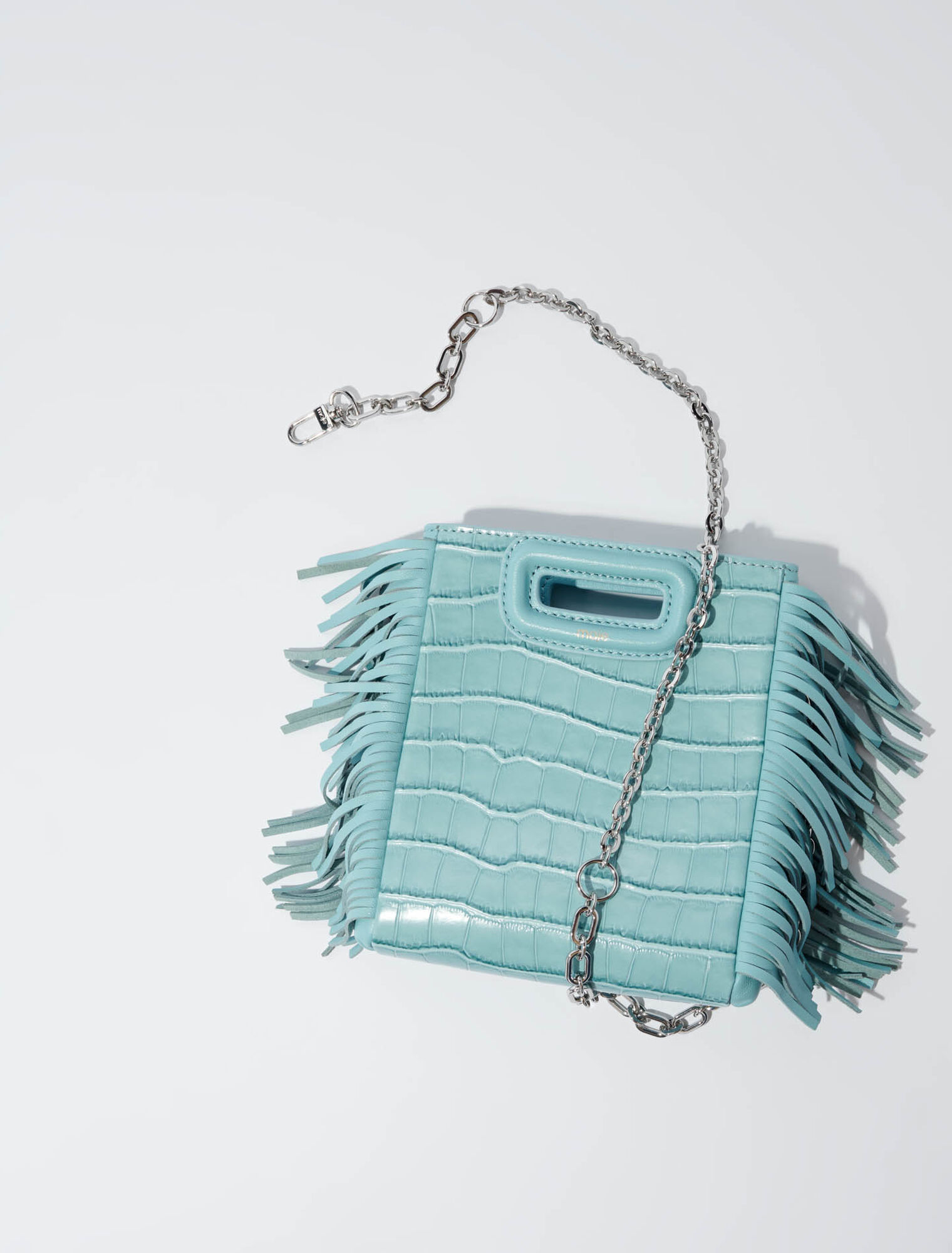 Mini embossed-leather M bag with chain