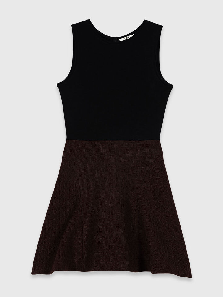 2-in-1 tweed cape dress