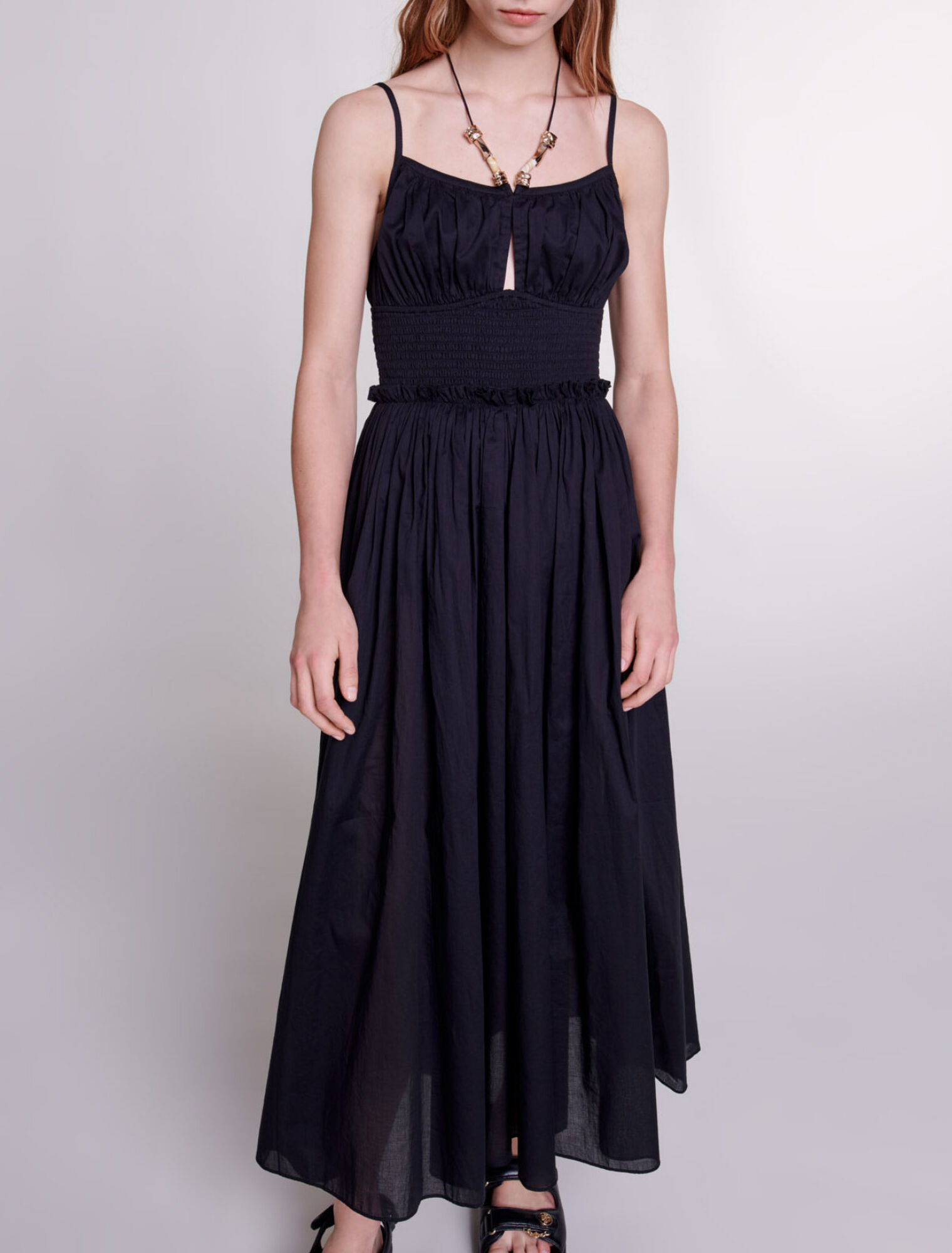 Dress with beaded ties