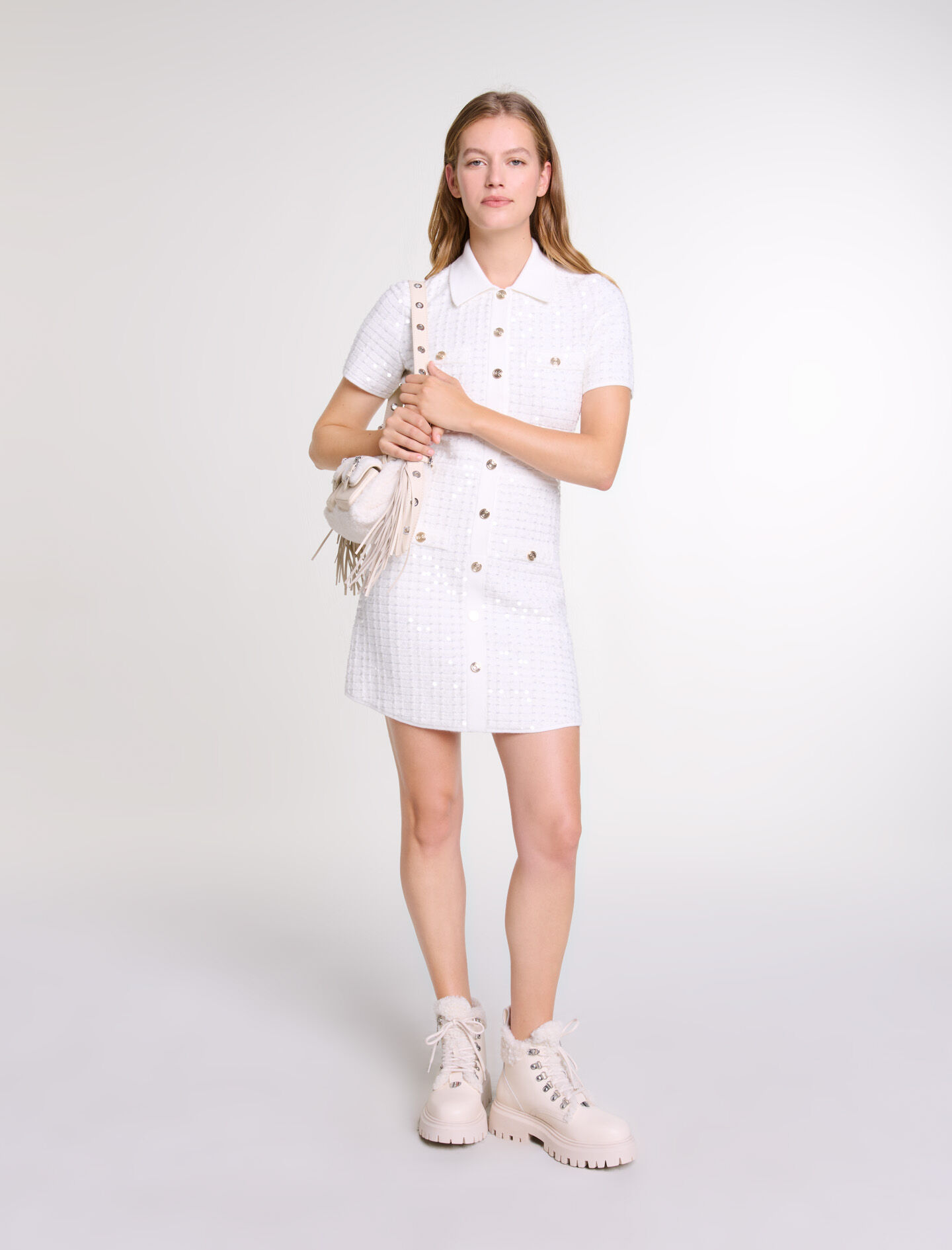 Maje white tweed dress outlet