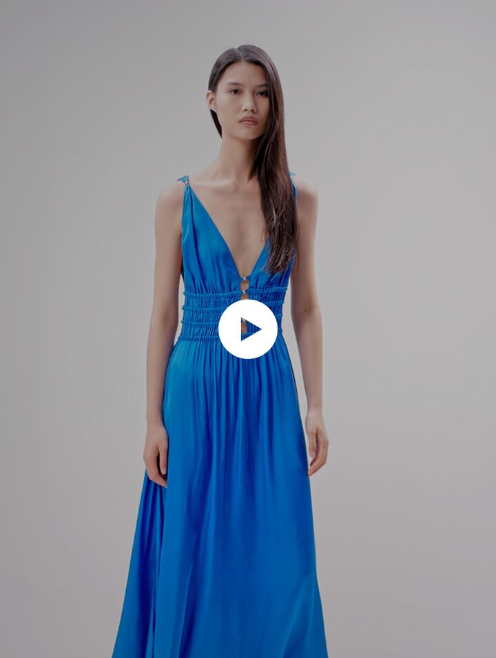 Openwork satin-effect dress