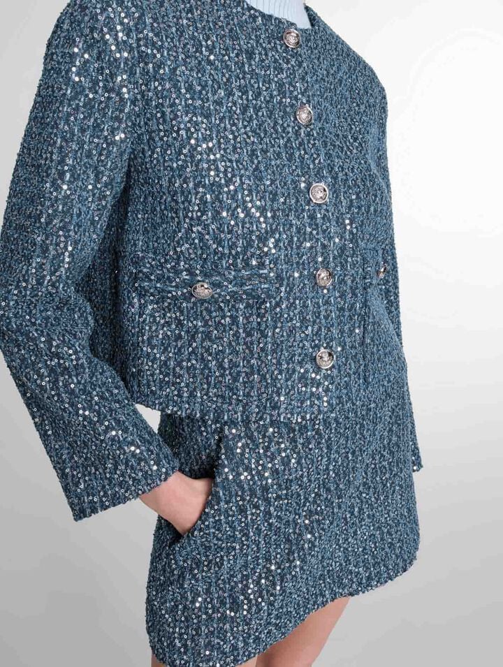 Sequinned tweed jacket