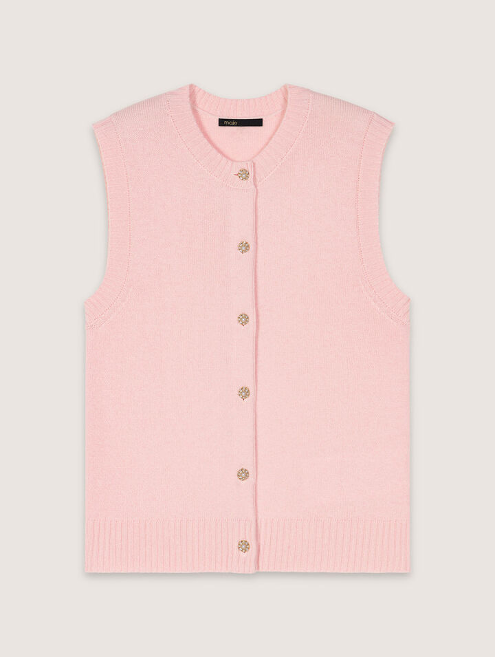 Sleeveless wool cardigan 