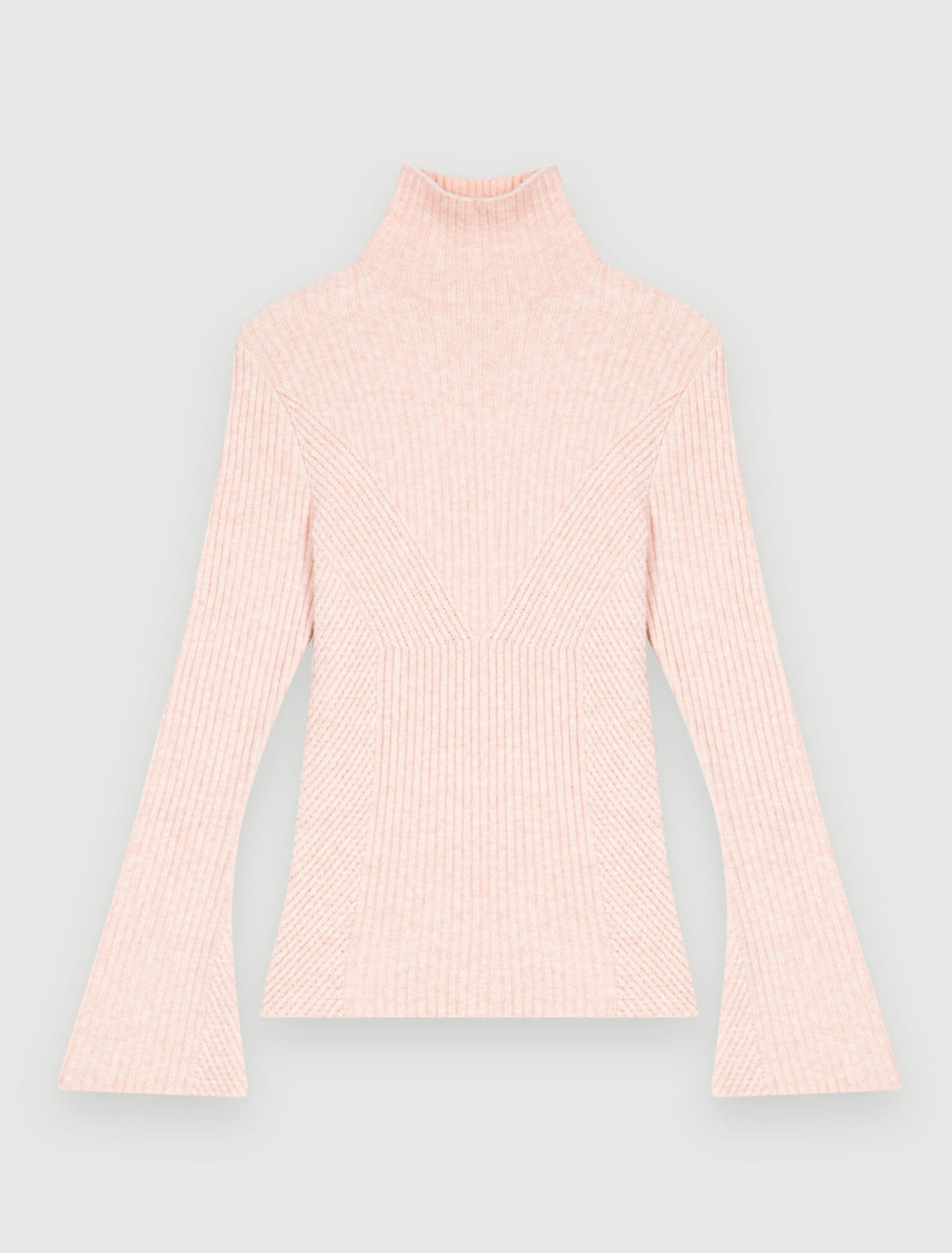 High-necked stretch knit pullover