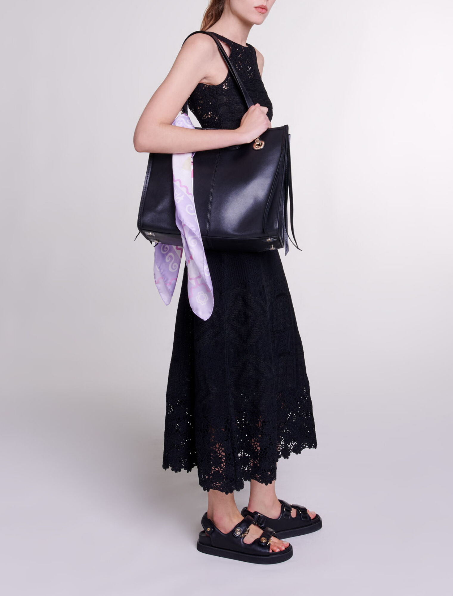 Crochet-knit maxi dress