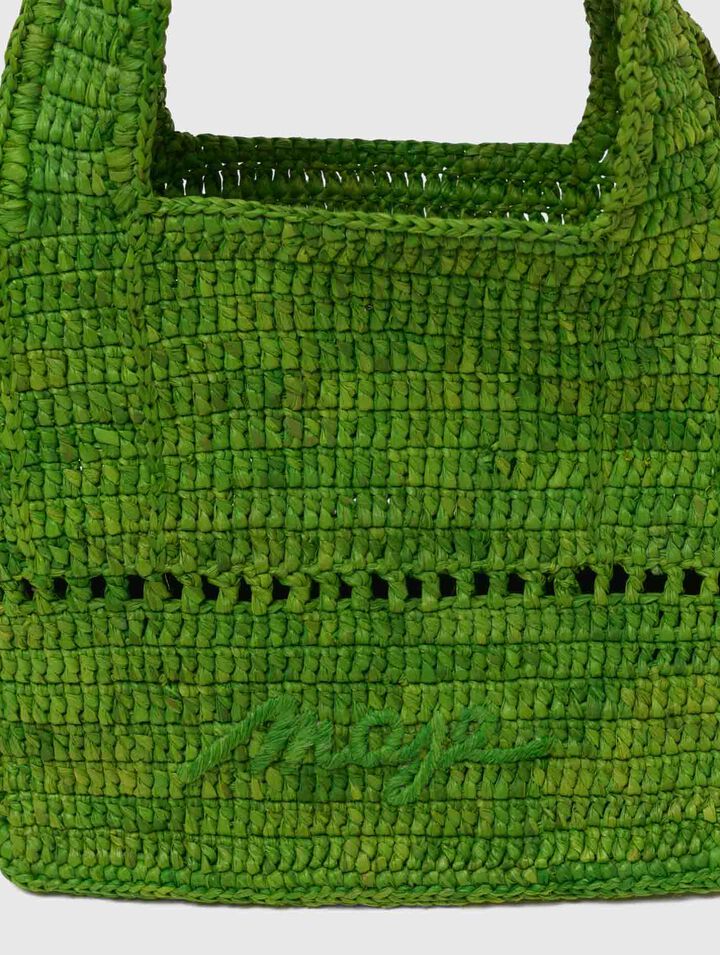 Natural raffia mini shopping bag