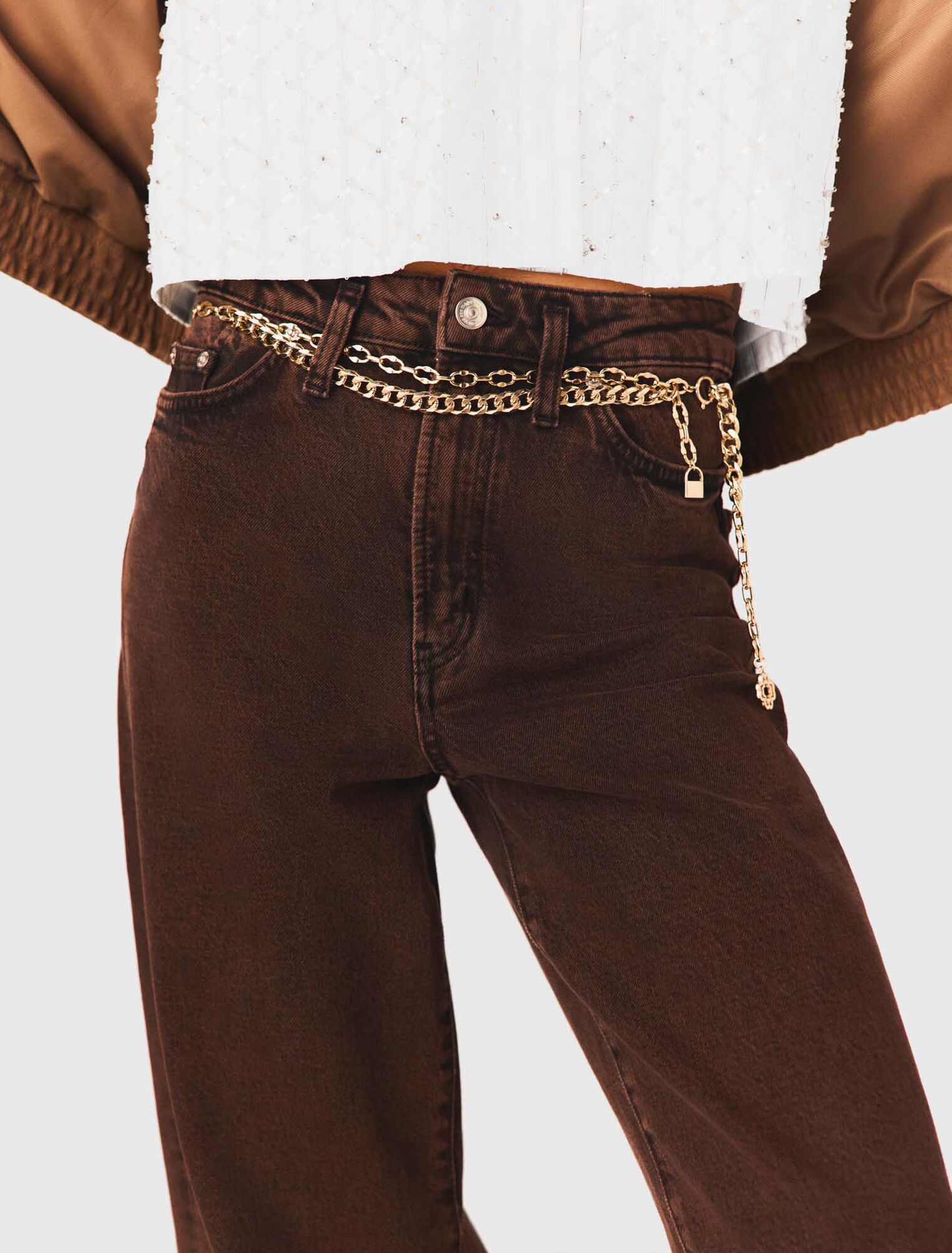 Bootcut jeans with chain