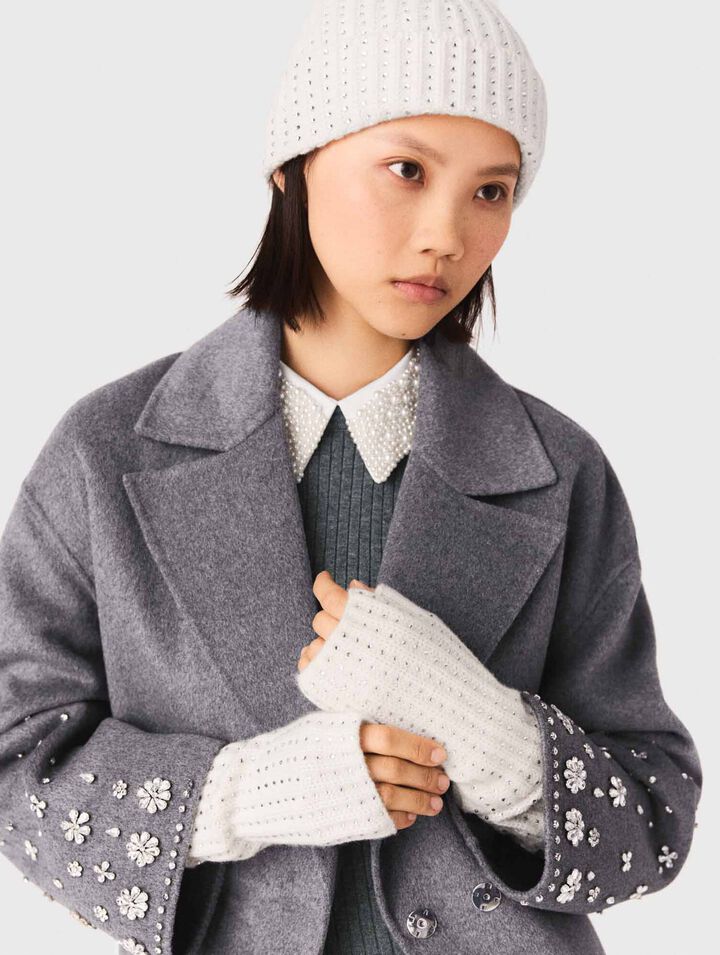 Wool and rhinestone mittens