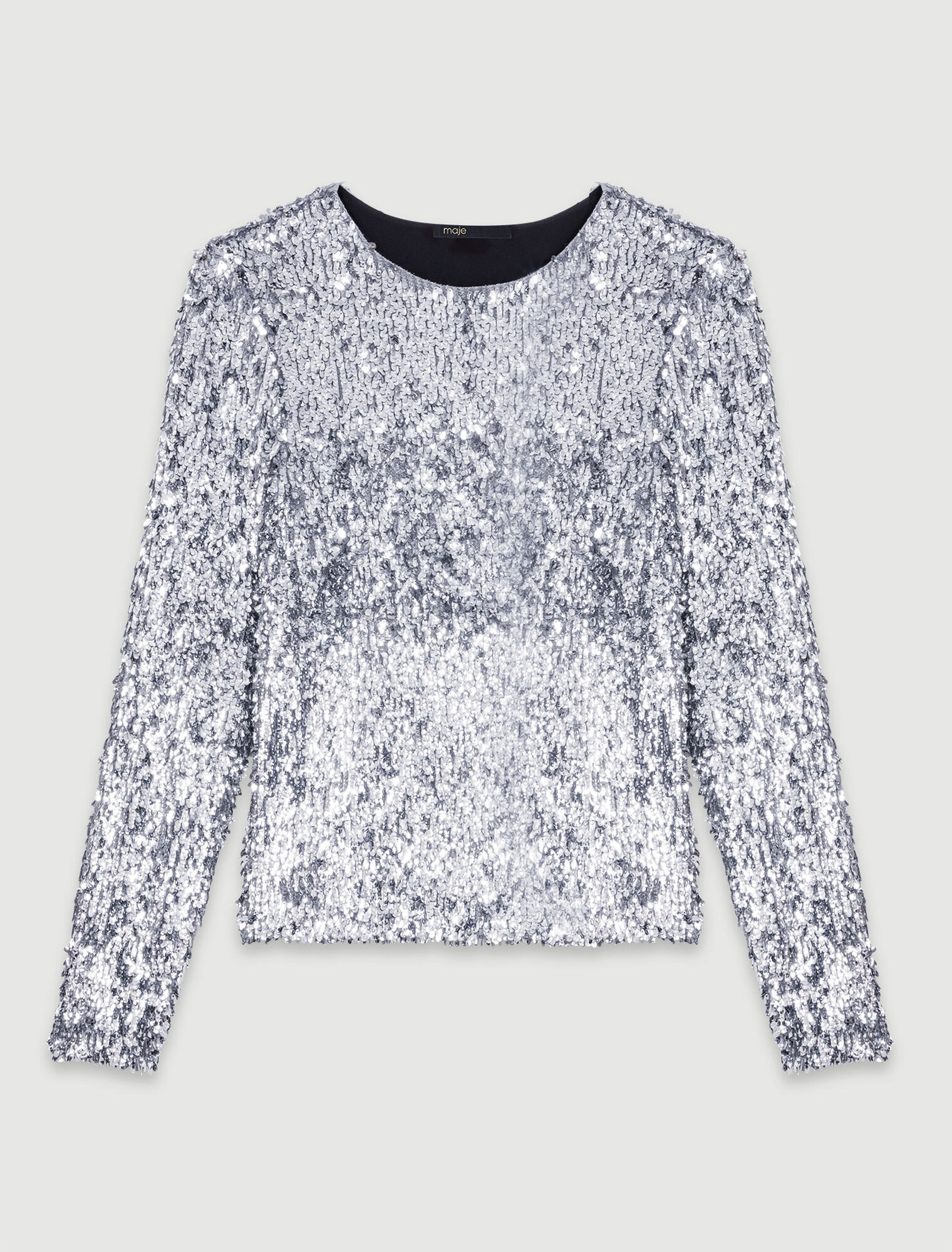 Long-sleeved sequinned top