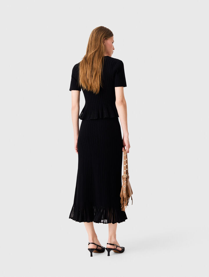 Knit skirt with peplum hem
