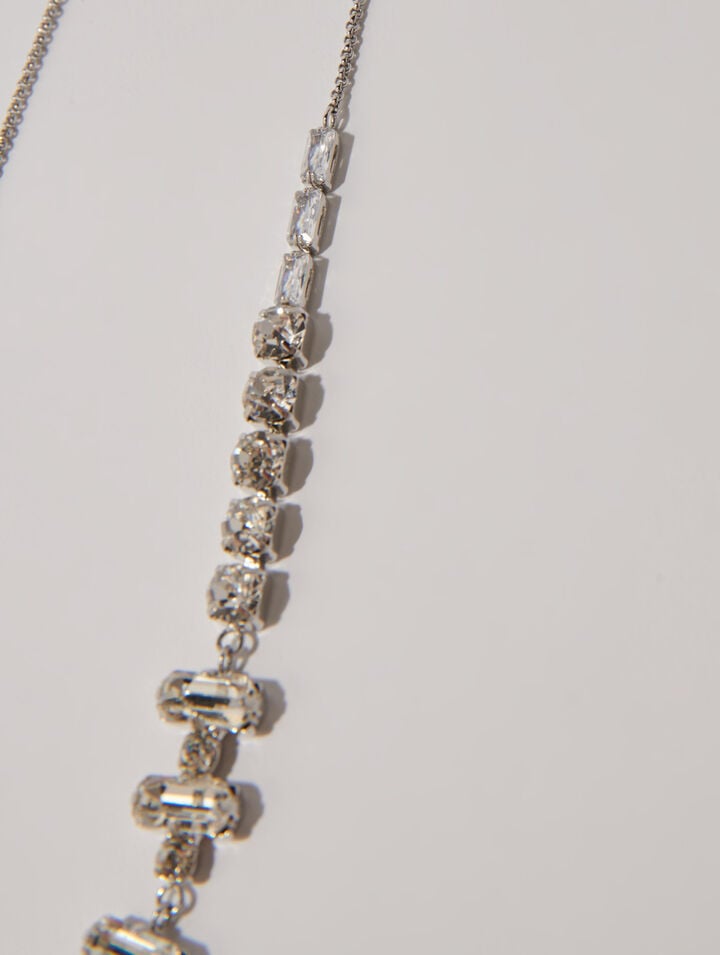 Silver rhinestone choker necklace