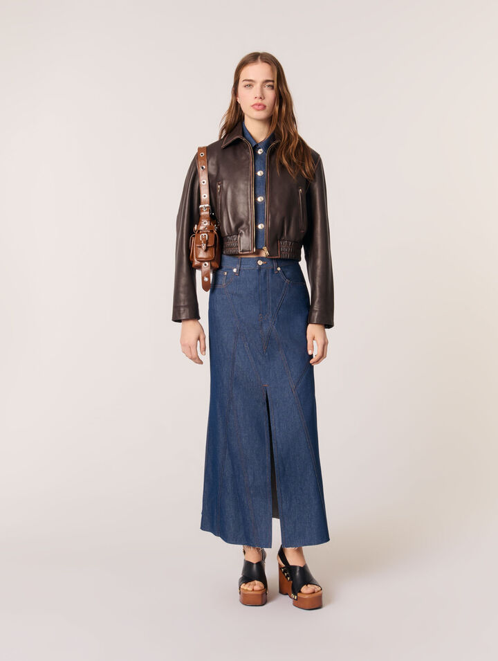 Long denim skirt