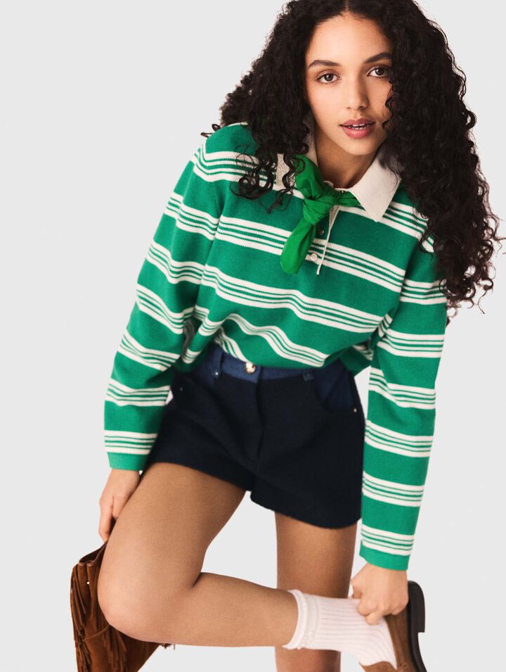Cropped striped polo jumper