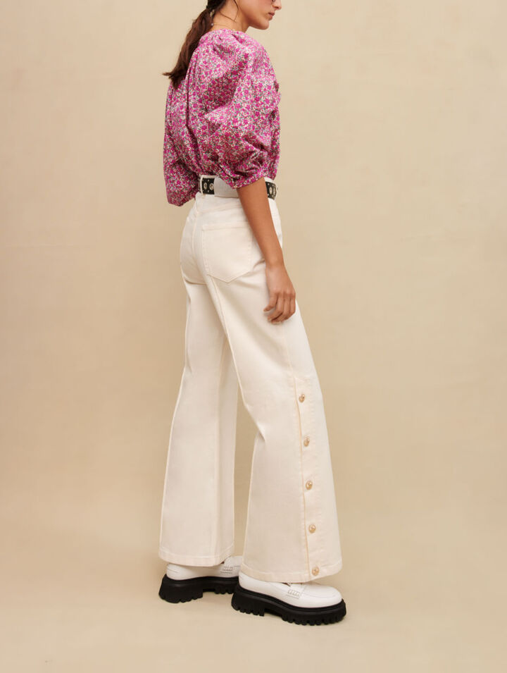 Wide-leg pants with side buttons