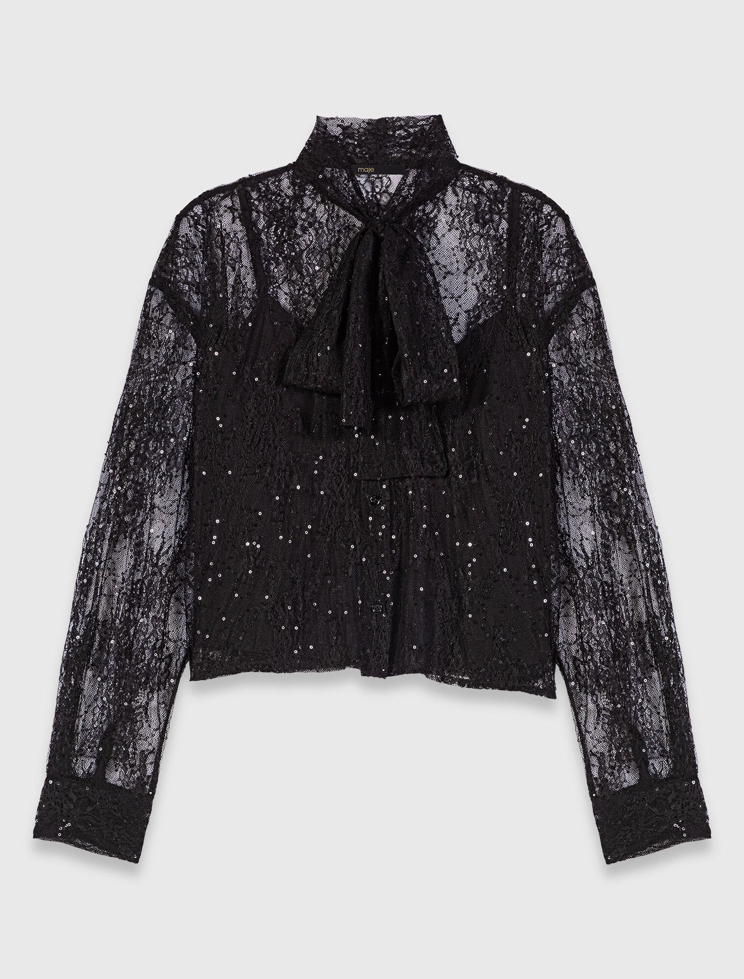 Lace pussy bow shirt