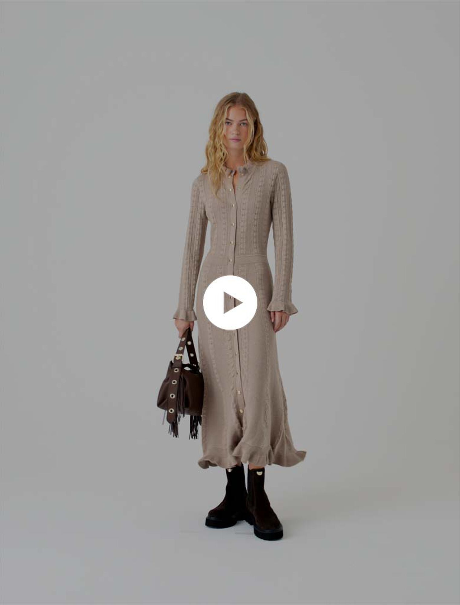 Textured knit maxi dress