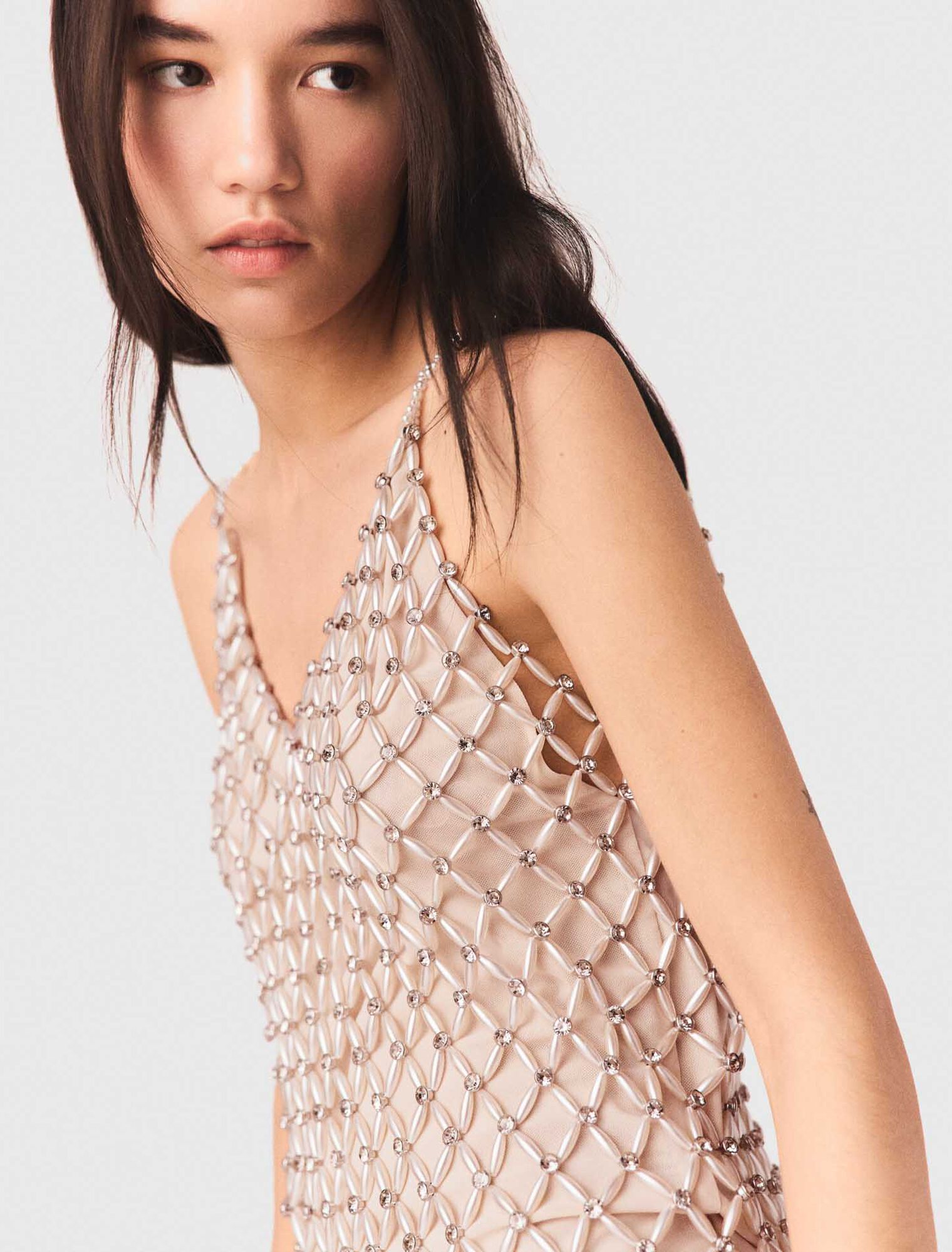 Short beaded dress with lining