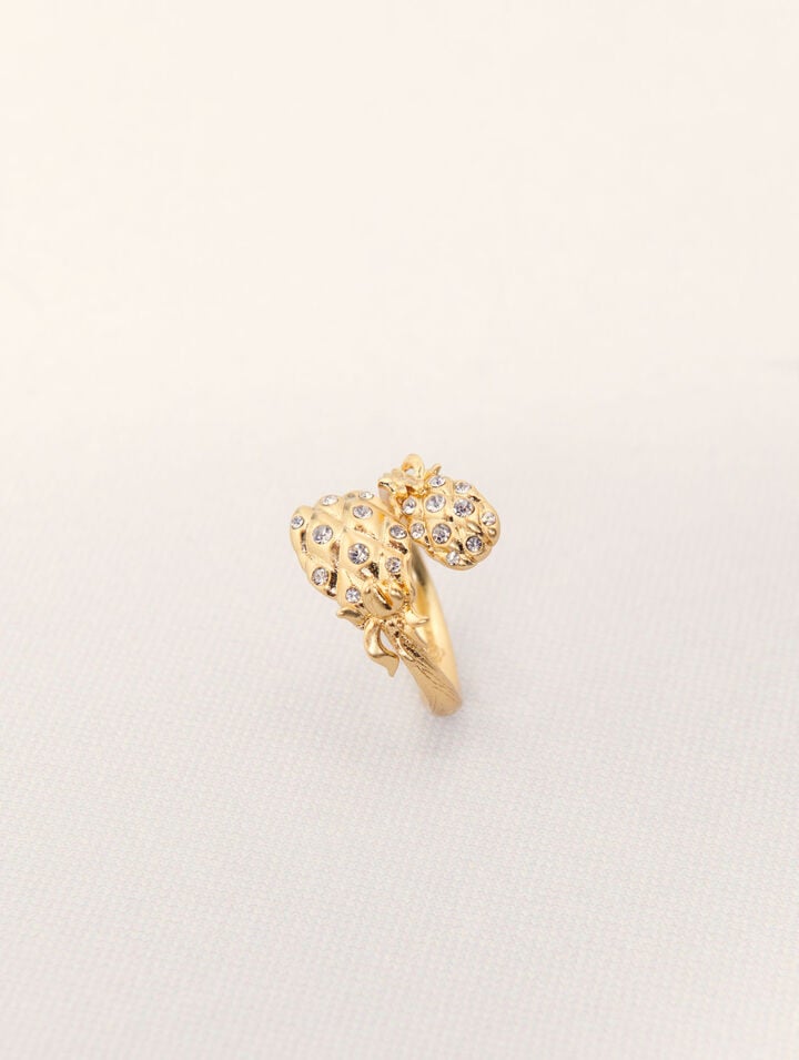 Double pineapple rhinestone ring