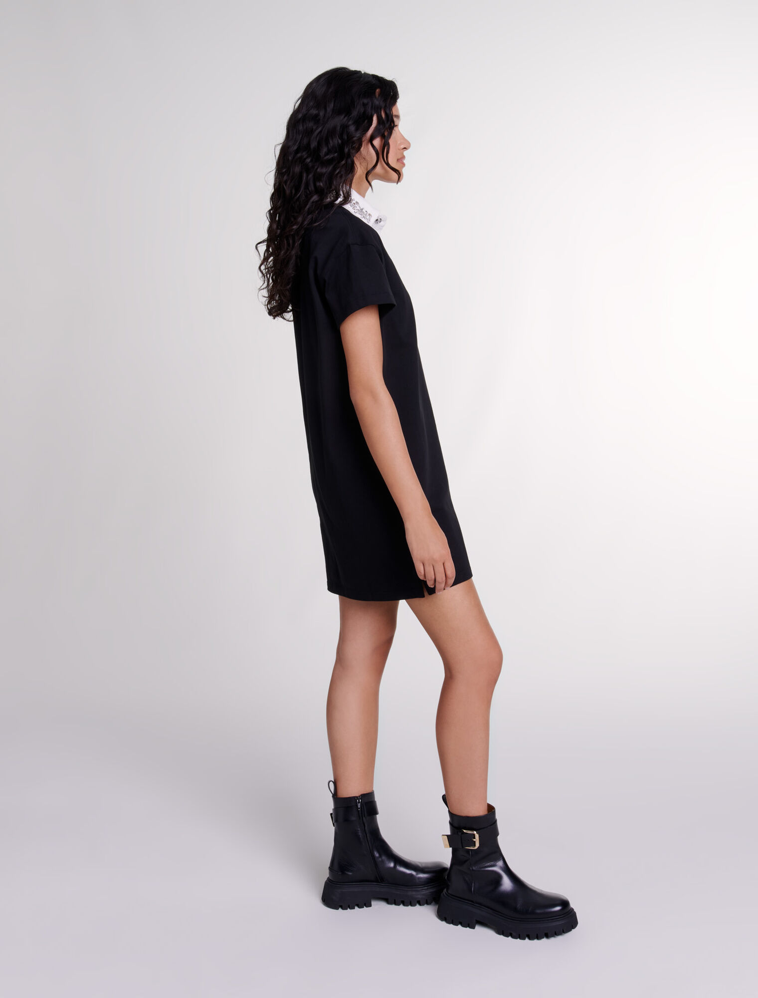 Embroidered rhinestone polo dress