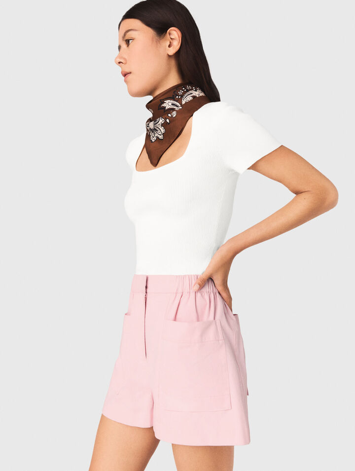 Square-neck ribbed jumper