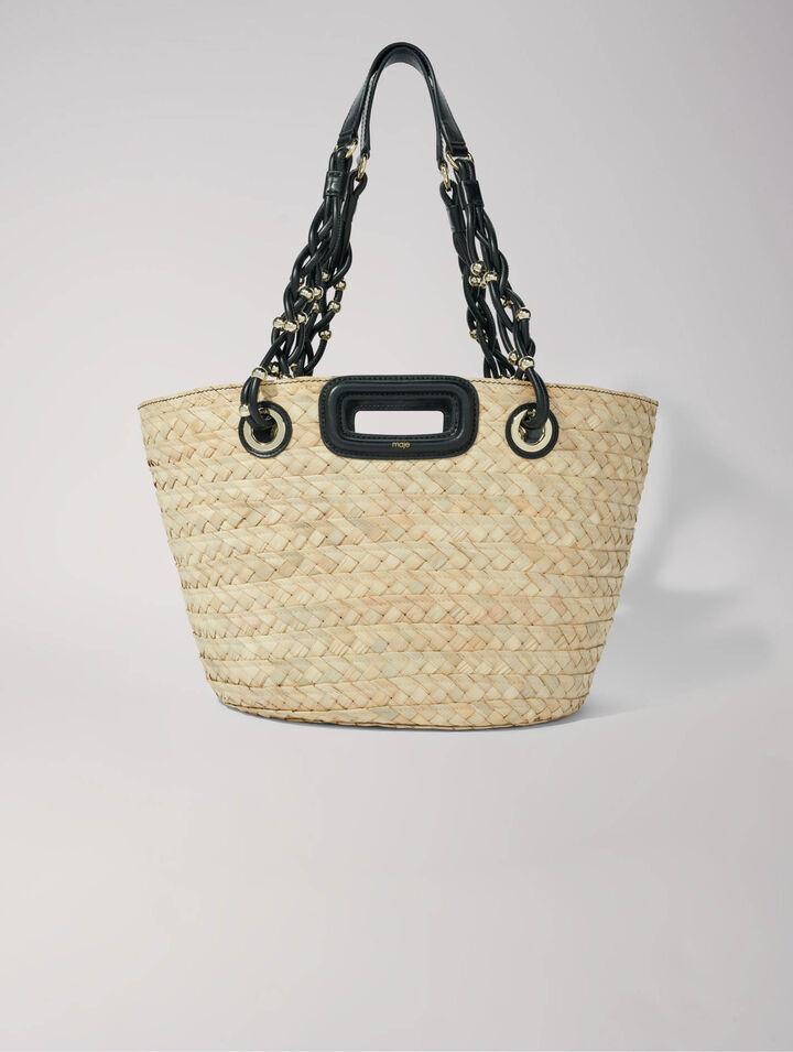 Woven raffia basket bag