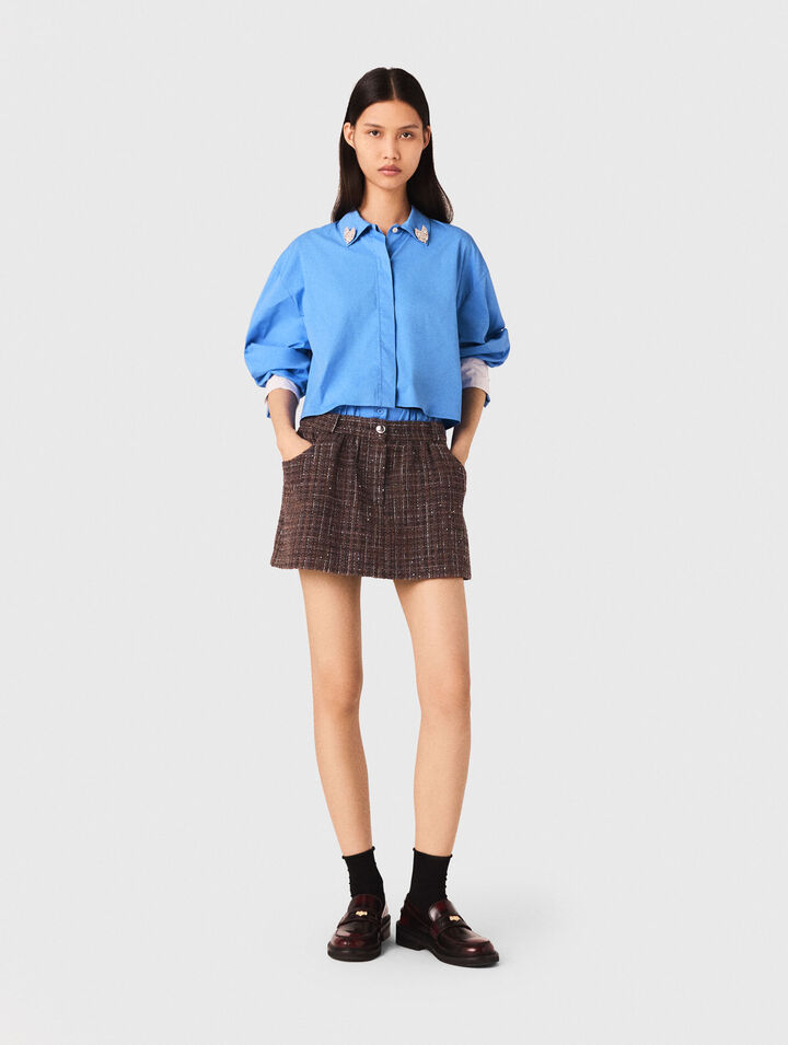 Tweed shorts with elasticated waistband