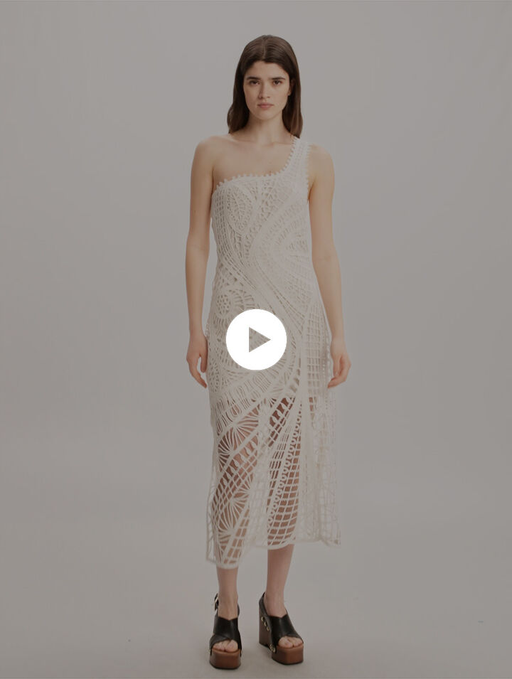 Asymmetrical crochet maxi dress