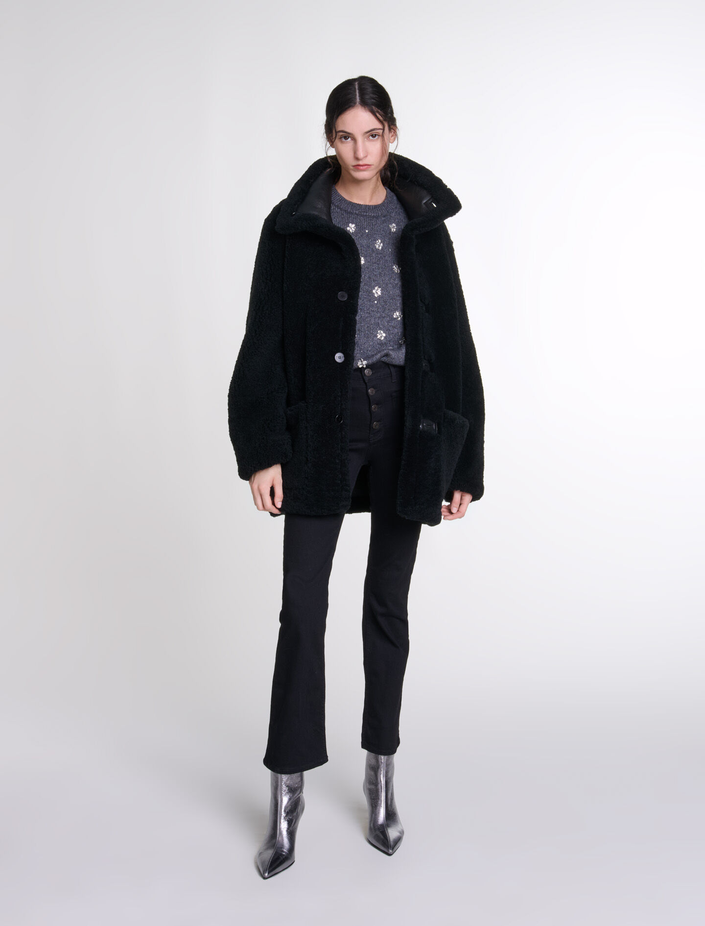 Maje black coat deals