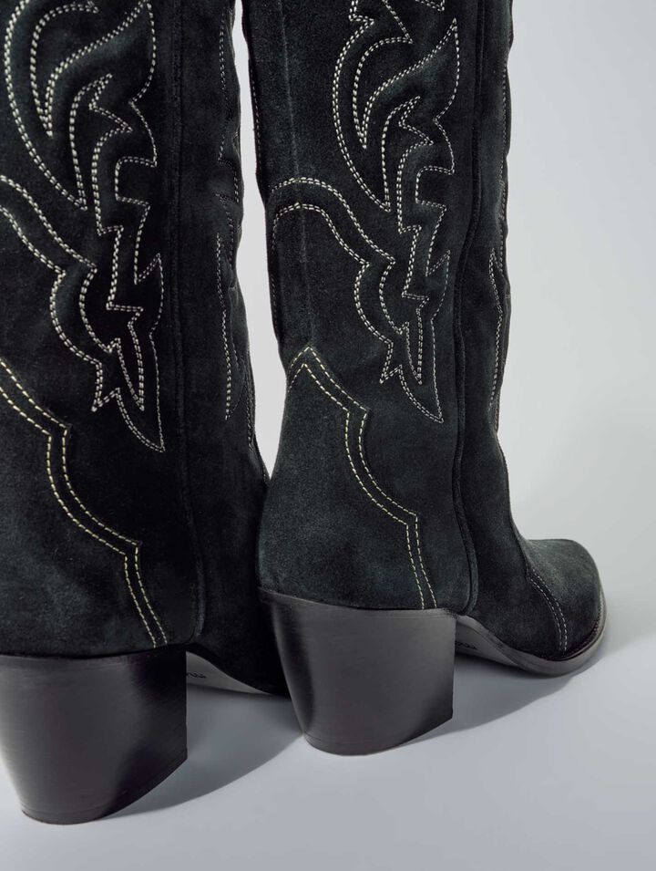 Suede cowboy boots